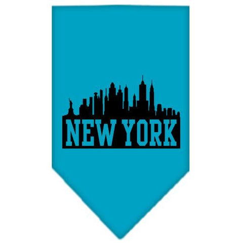 New York Skyline Screen Print Bandana Turquoise Small