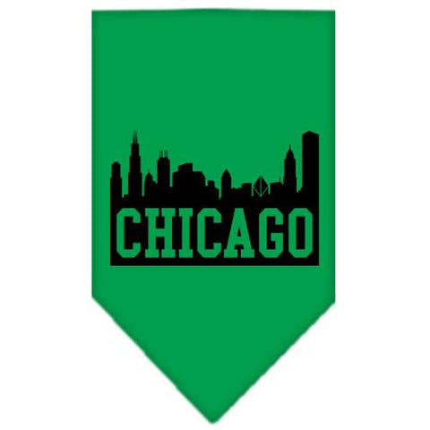 Chicago Skyline Screen Print Bandana Emerald Green Small