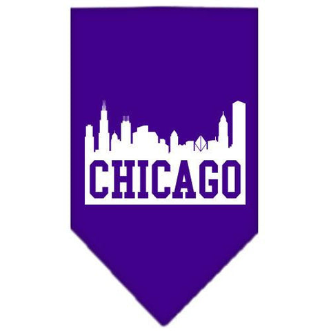 Chicago Skyline Screen Print Bandana Purple Small