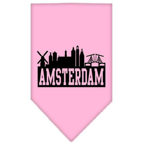 Amsterdam Skyline Screen Print Bandana Light Pink Small