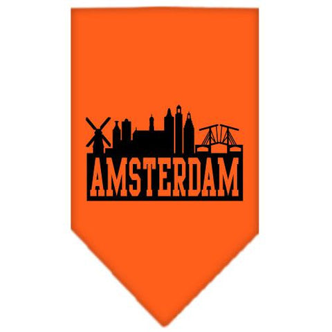 Amsterdam Skyline Screen Print Bandana Orange Small