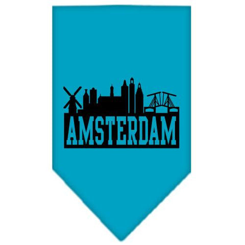 Amsterdam Skyline Screen Print Bandana Turquoise Small