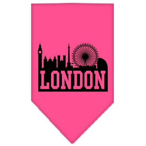 London Skyline Screen Print Bandana Bright Pink Large