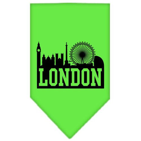 London Skyline Screen Print Bandana Lime Green Small