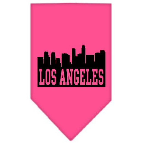 Los Angeles Skyline Screen Print Bandana Bright Pink Small