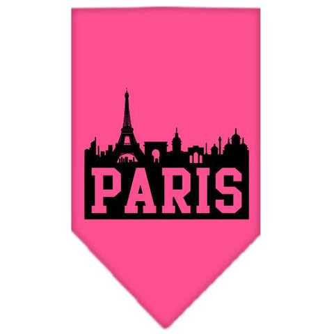 Paris Skyline Screen Print Bandana Bright Pink Large