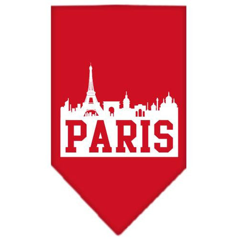 Paris Skyline Screen Print Bandana Red Large