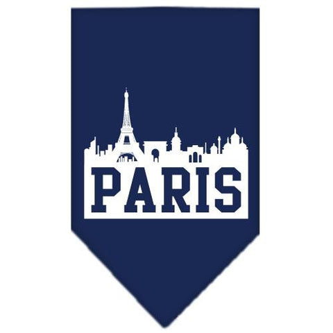 Paris Skyline Screen Print Bandana Navy Blue Small