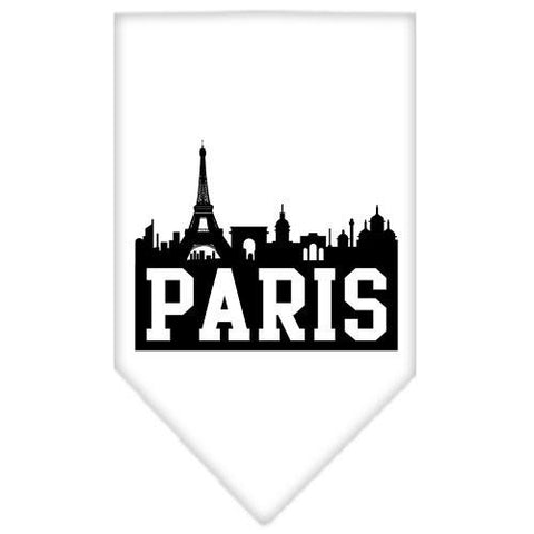 Paris Skyline Screen Print Bandana White Small