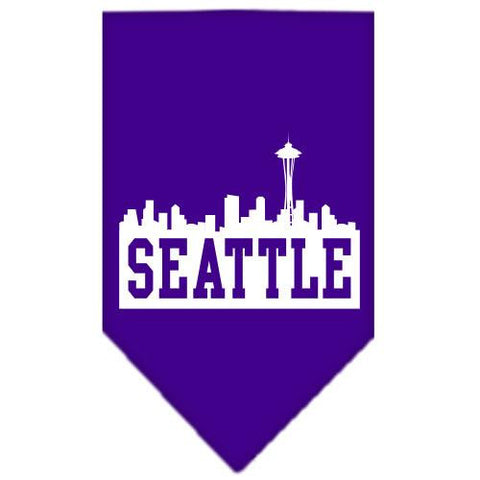 Seattle Skyline Screen Print Bandana Purple Small