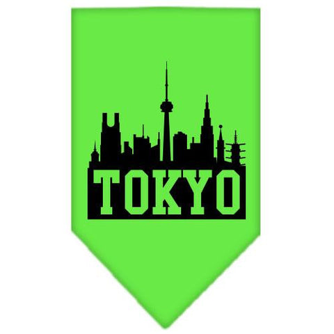 Tokyo Skyline Screen Print Bandana Lime Green Large