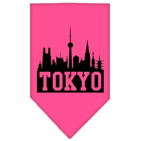 Tokyo Skyline Screen Print Bandana Bright Pink Small