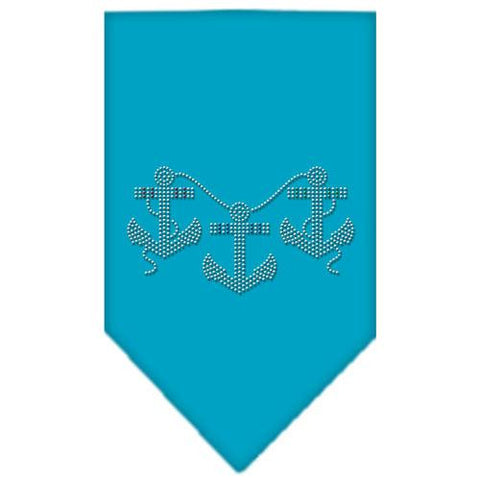 Anchors Rhinestone Bandana Turquoise Large