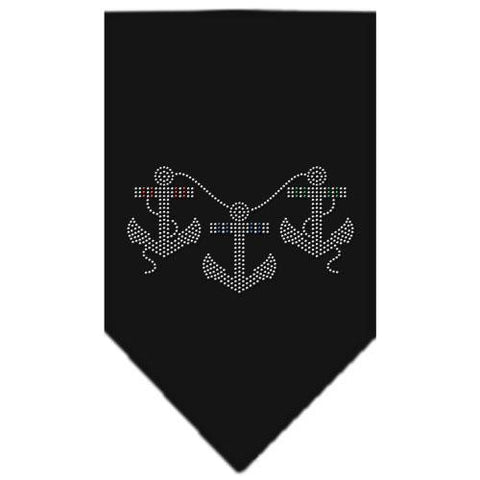 Anchors Rhinestone Bandana Black Small