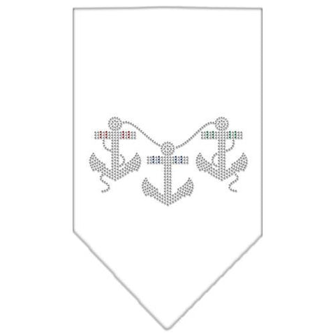 Anchors Rhinestone Bandana White Small