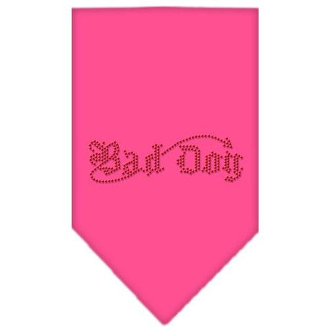 Bad Dog Rhinestone Bandana Bright Pink Small