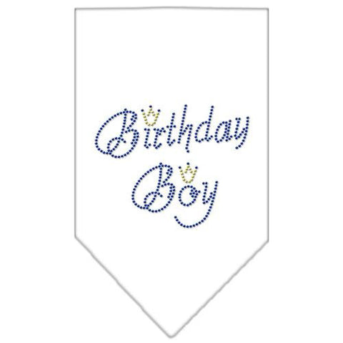 Birthday Boy Rhinestone Bandana White Small