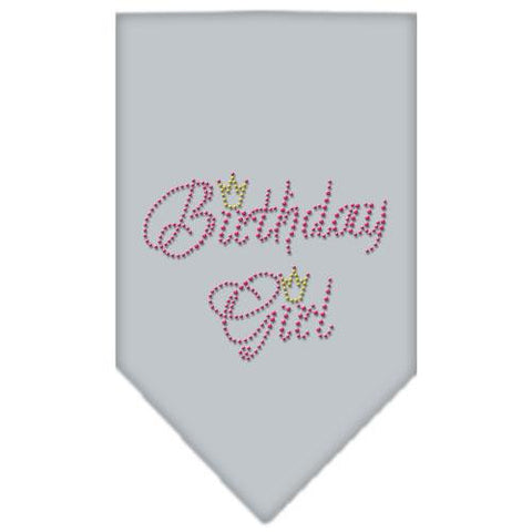 Birthday Girl Rhinestone Bandana Grey Small