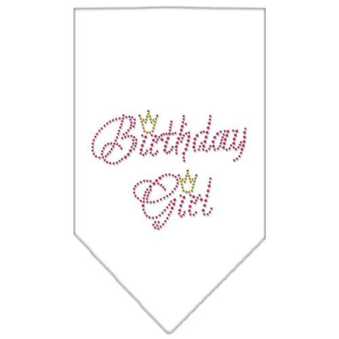 Birthday Girl Rhinestone Bandana White Small