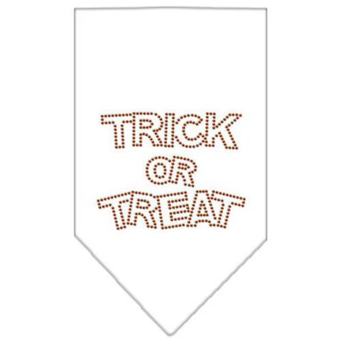 Trick or Treat Rhinestone Bandana White Large