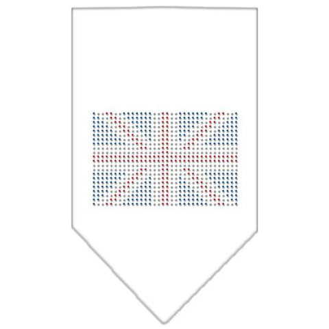 British Flag Rhinestone Bandana White Large