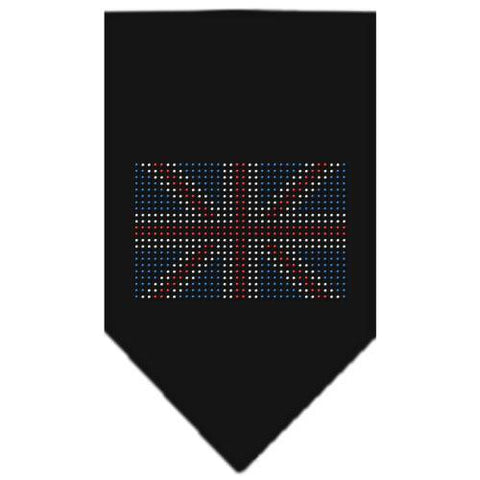 British Flag Rhinestone Bandana Black Small