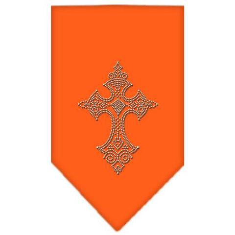 Cross Rhinestone Bandana Orange Small