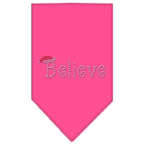 Believe Rhinestone Bandana Bright Pink Small