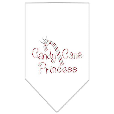 Candy Cane Princess Rhinestone Bandana White Small