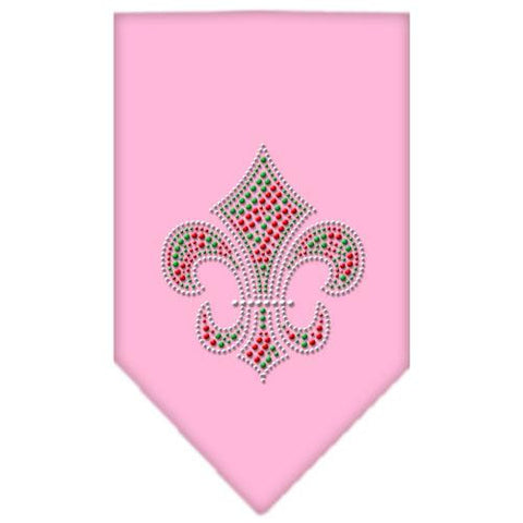 Christmas Fleur De Lis Rhinestone Bandana Light Pink Large