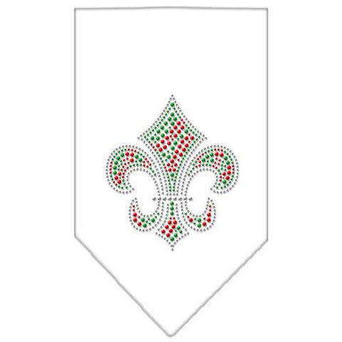 Christmas Fleur De Lis Rhinestone Bandana White Small