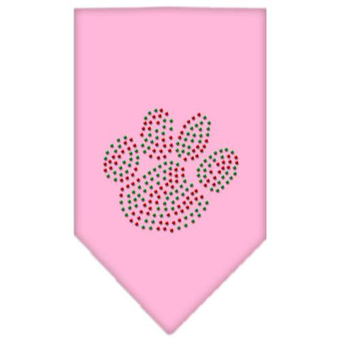 Christmas Paw Rhinestone Bandana Light Pink Large