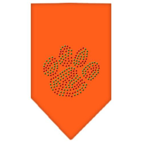 Christmas Paw Rhinestone Bandana Orange Small