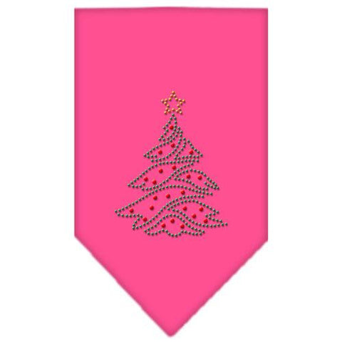 Christmas Tree Rhinestone Bandana Bright Pink Large