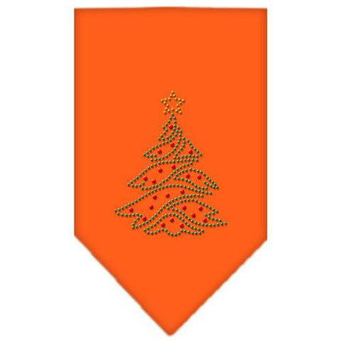 Christmas Tree Rhinestone Bandana Orange Large