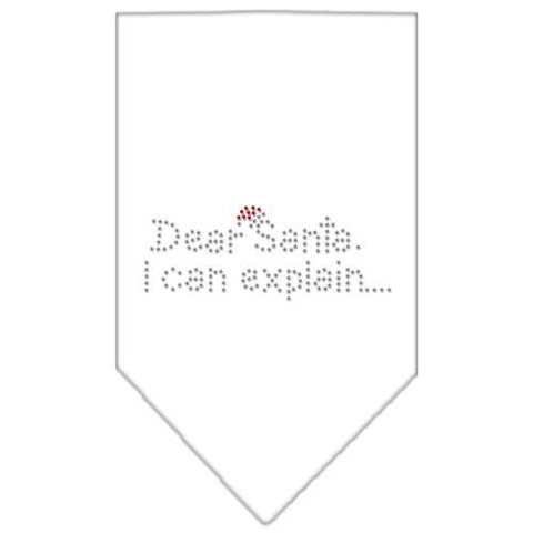 Dear Santa Rhinestone Bandana White Large