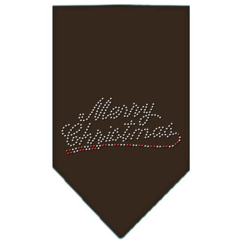 Merry Christmas Rhinestone Bandana Cocoa Small