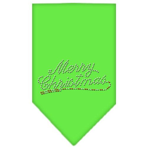 Merry Christmas Rhinestone Bandana Lime Green Small