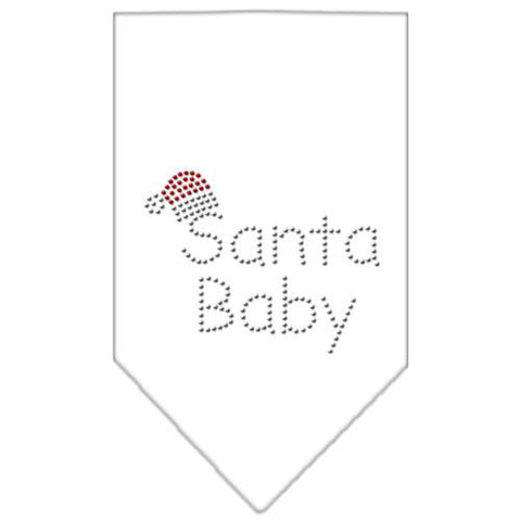 Santa Baby Rhinestone Bandana White Small