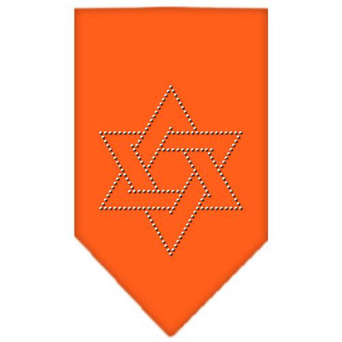 Star Of David Rhinestone Bandana Orange Large