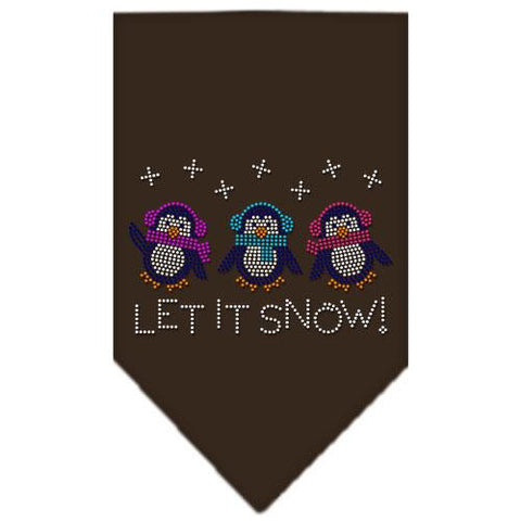 Let It Snow Penguins Rhinestone Bandana Cocoa Small