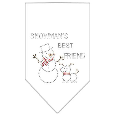 Snowman's Best Friend Rhinestone Bandana White Small