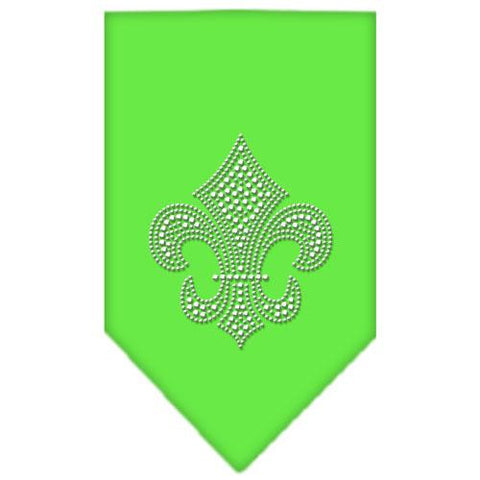 Fleur De Lis Rhinestone Bandana Lime Green Large