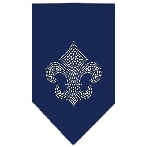 Fleur De Lis Rhinestone Bandana Navy Blue Small