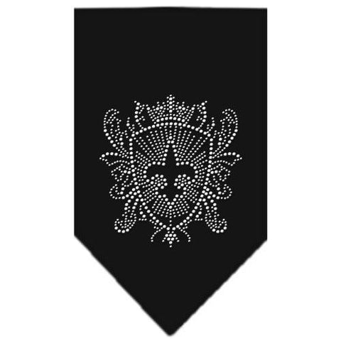 Fleur De Lis Shield Rhinestone Bandana Black Small