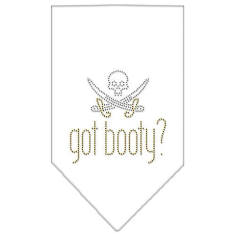 Got Booty Rhinestone Bandana White Large