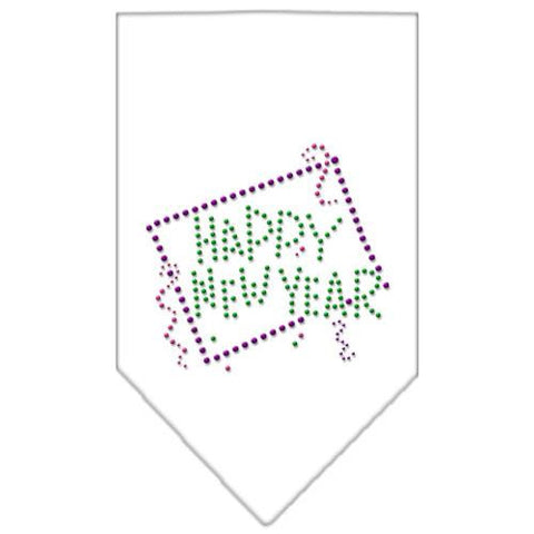 Happy New Year Rhinestone Bandana White Large