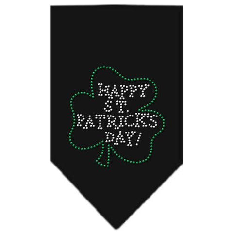 Happy St. Patricks Day Rhinestone Bandana Black Large