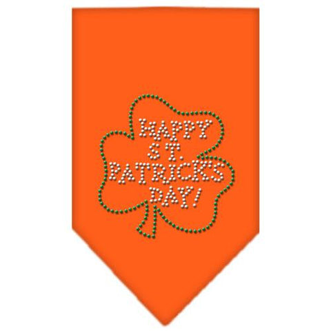 Happy St. Patricks Day Rhinestone Bandana Orange Large