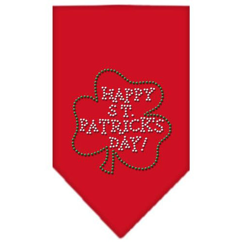 Happy St. Patricks Day Rhinestone Bandana Red Large